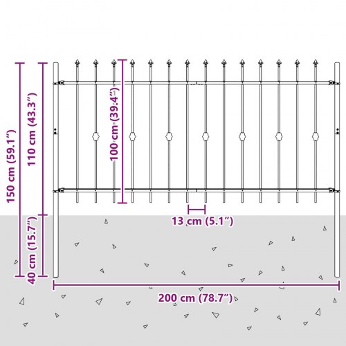 Spike Hejn Sort 200 x 150 cm Pulverlakeret stål