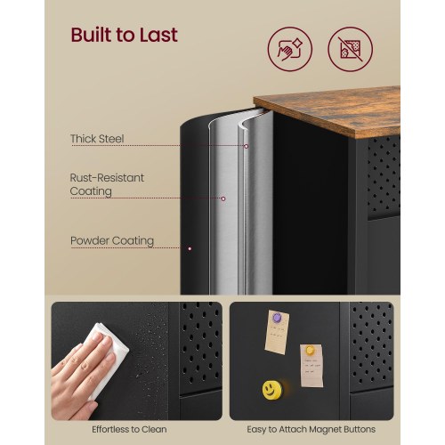 Metalskab/sideboard med 2 døre – justerbare hylder, rustik brun & mat sort