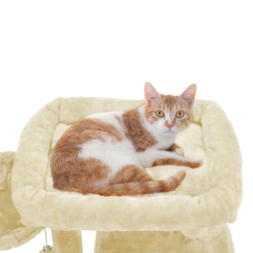 Kattetræ med ekstra bred liggeplads – beige PCT51M