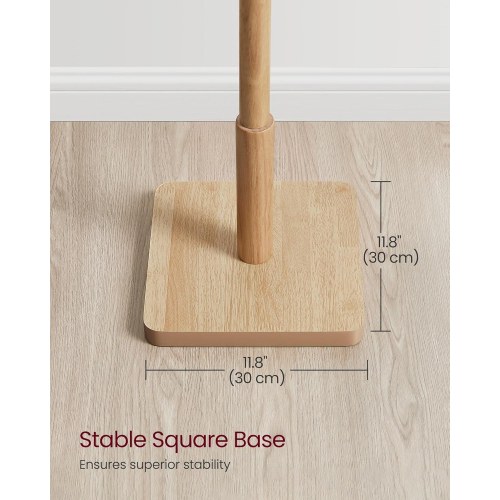 Stumtjenere i massivt gummitræ – fritstående knagerække med 8 kroge, cappuccino beige, 175 cm