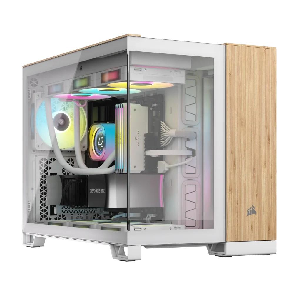 Corsair CC-9011288-WW PC-kabinet Midi Tower – bambus/hvid billede