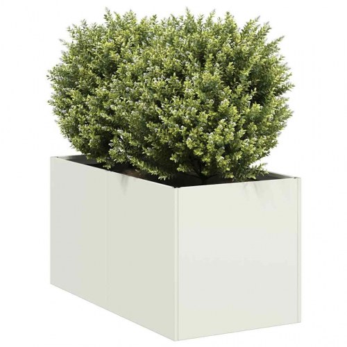 Plantekasse i hvid koldvalset stål - 40 × 80 × 40 cm, åben bund