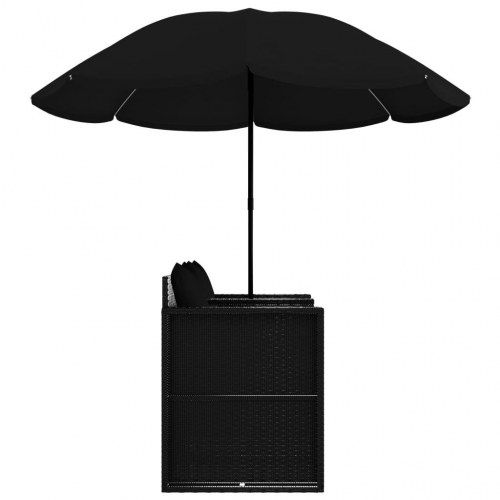Liggestol med hynde polyrattan sort