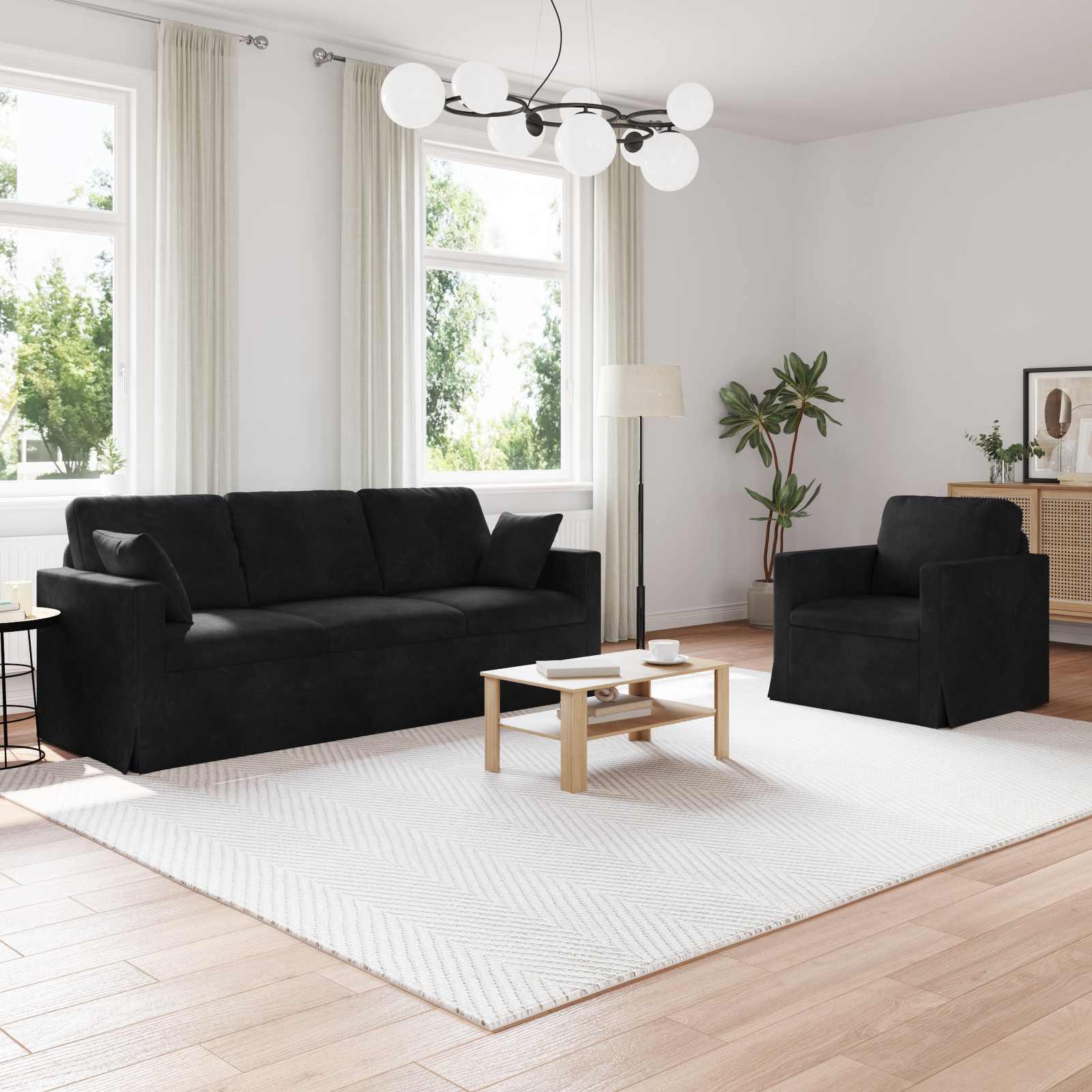 Sofa 2 stk Sort