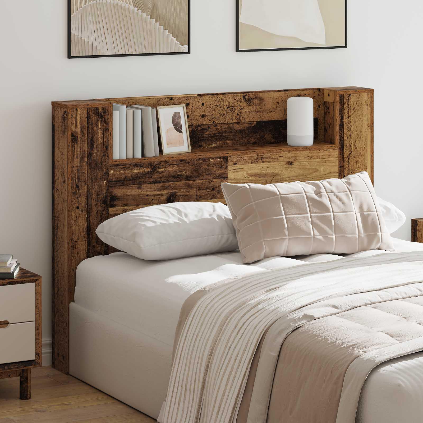 Hovedgærde Kabinet Med Led Sonoma 120 X 16,5 X 103,5 Cm - Gammelt træ / 140 cm