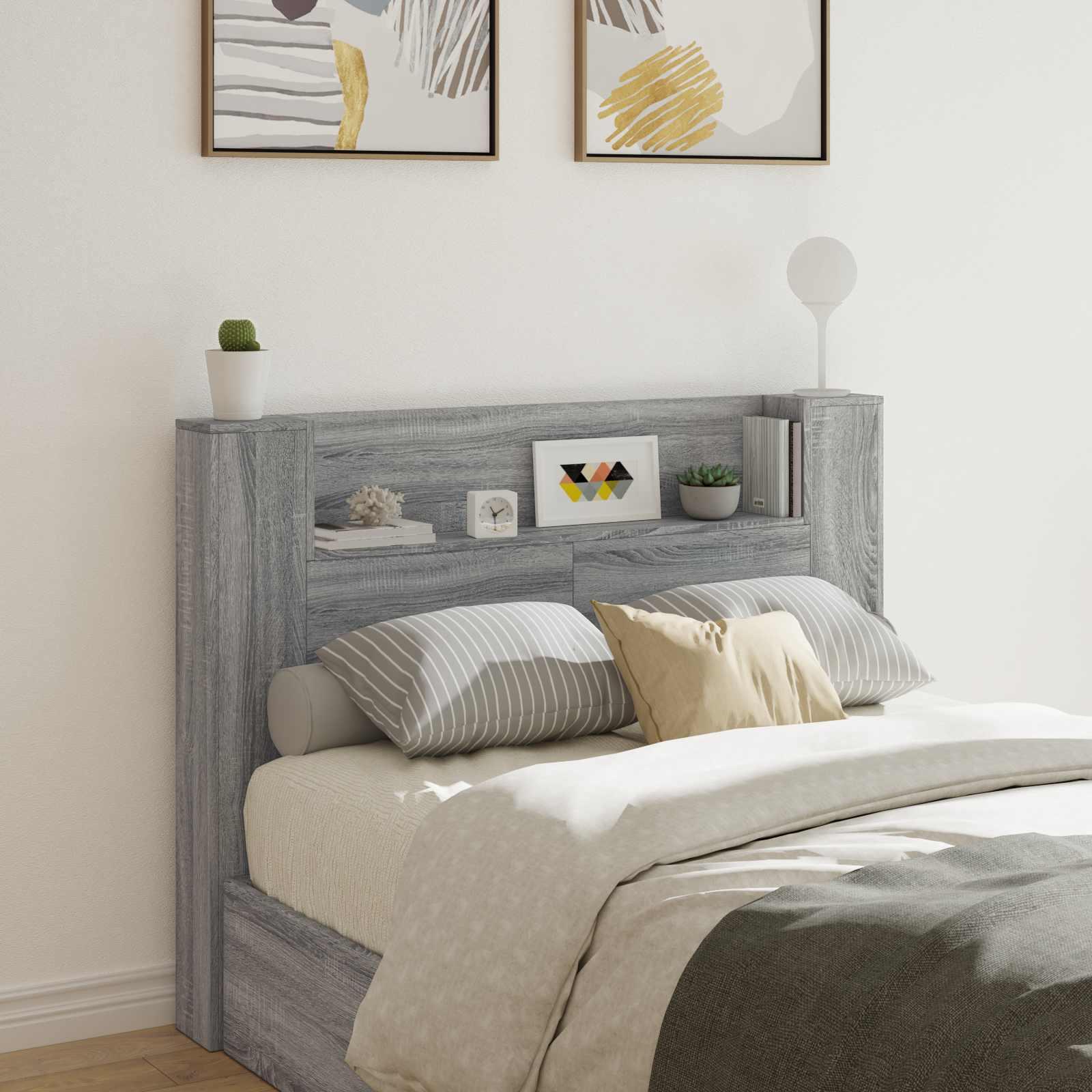 Hovedgærde Kabinet Med Led Sonoma 120 X 16,5 X 103,5 Cm - Grå Sonoma / 140 cm