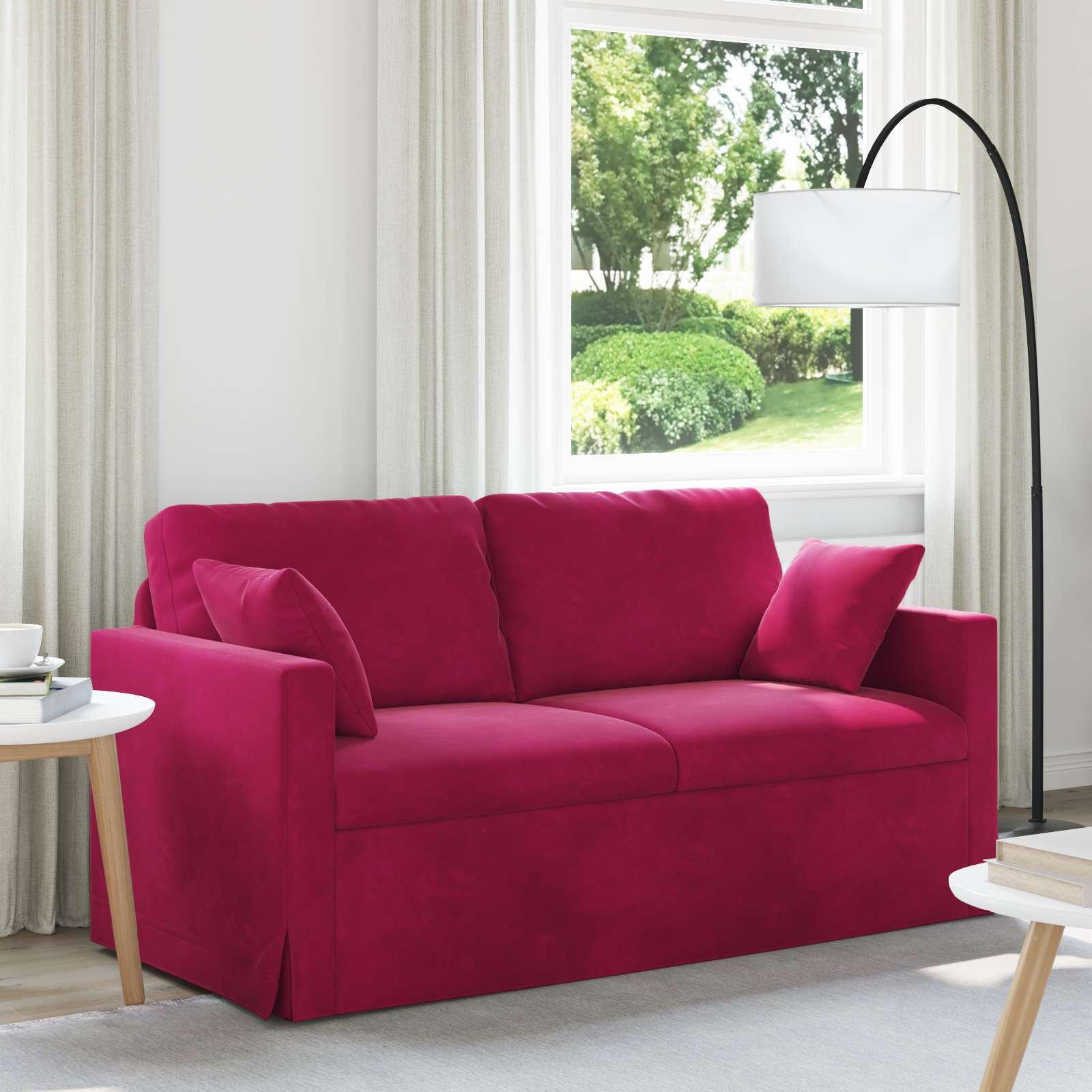 Sofa i fløjl - vinrød, 158 × 78 × 80 cm