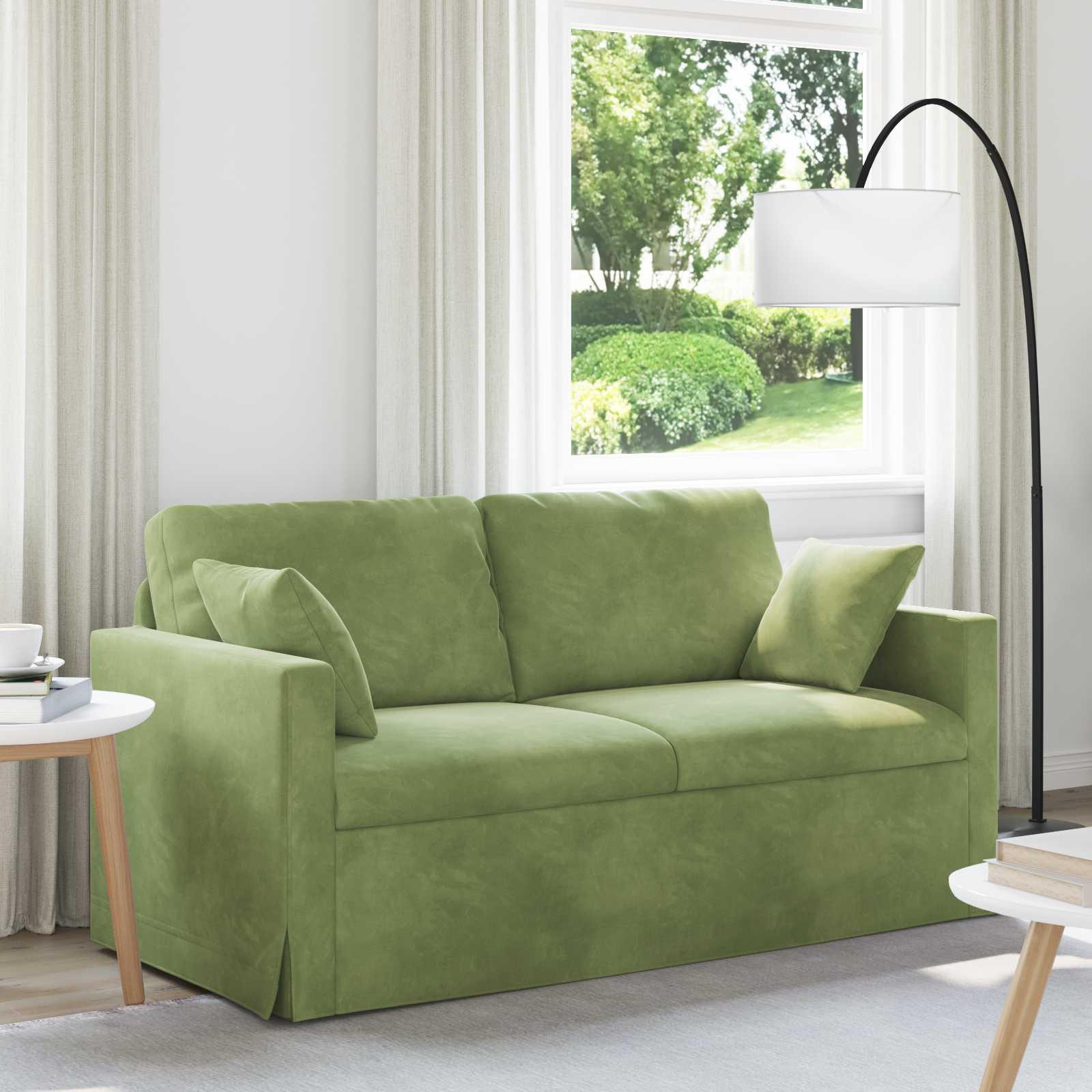 Sofa i fløjl - lys grøn, 158 × 78 × 80 cm