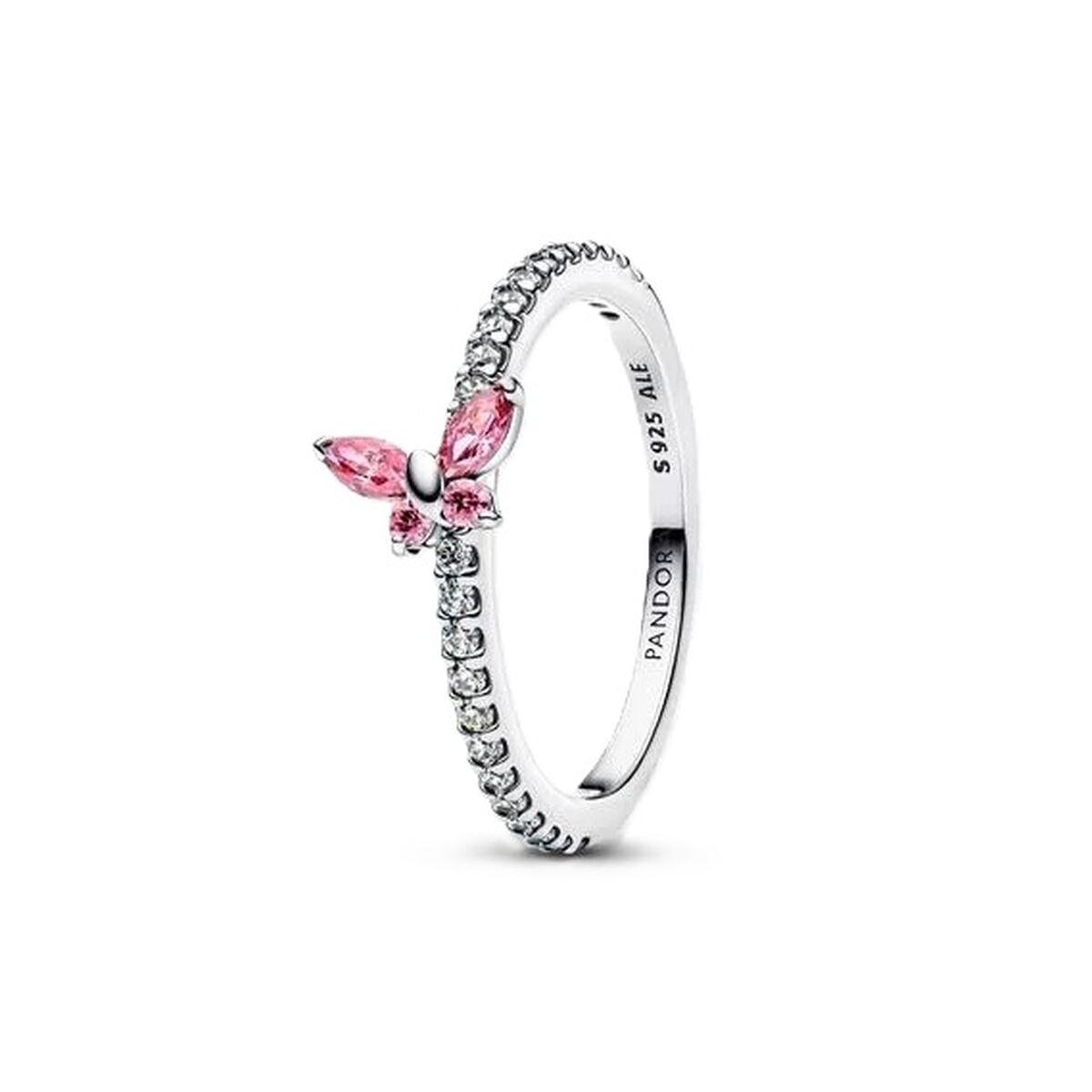 Pandora ring til kvinder 194269C02-54 - sølvfarvet med pink detaljer, str. 14