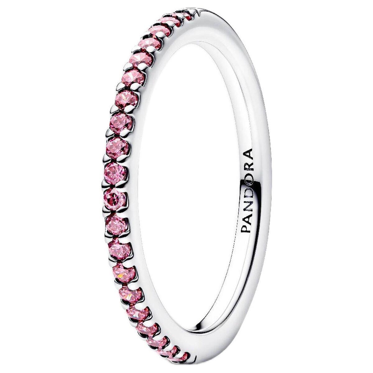 Pandora ring til kvinder - elegant ring, pink sten, str. 14