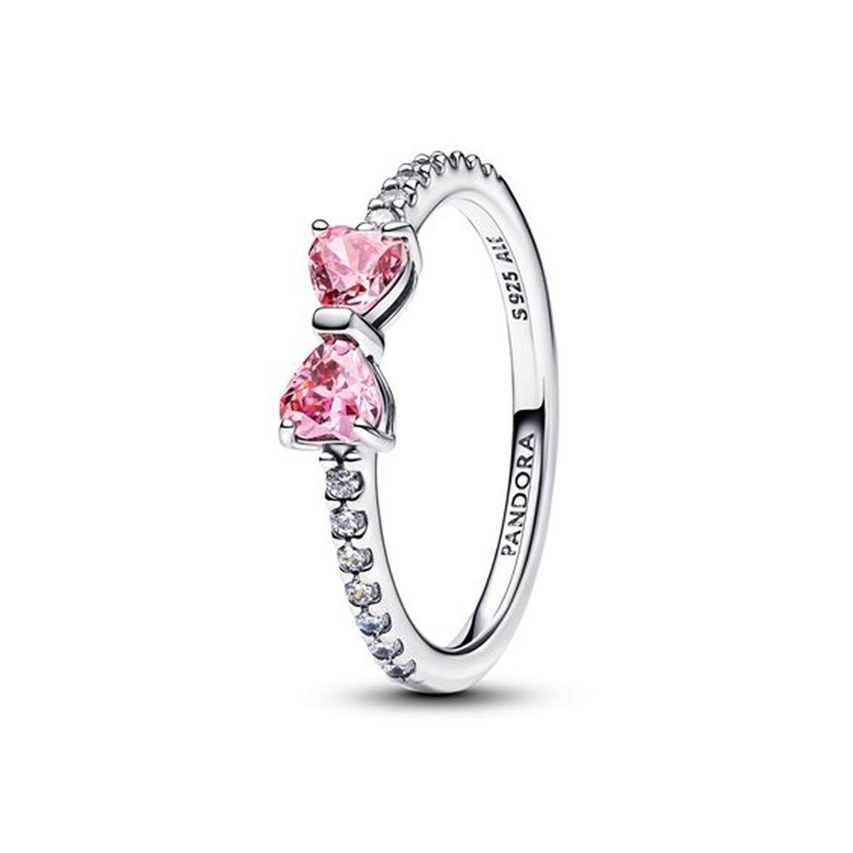 Pandora ring til kvinder - elegant sølvfarvet med pink sten, str. 16 (193510C01-56)