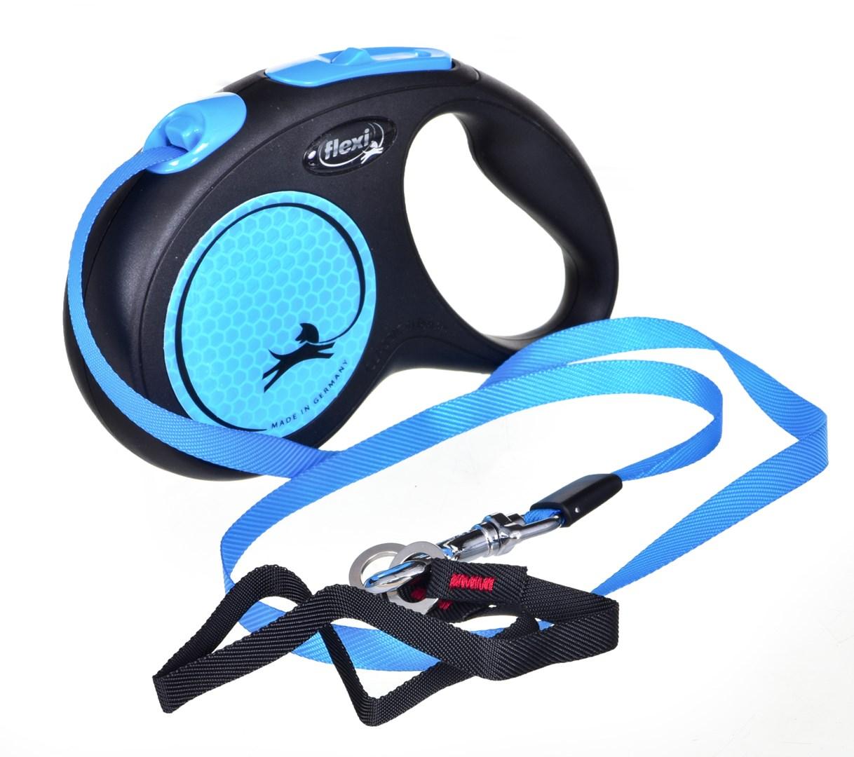 flexi New Neon S - 5 m automatisk hundesnor, blå billede