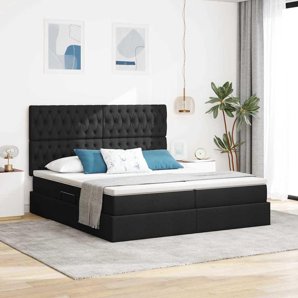 Opbevaringsseng med madras Sort 180 x 200 cm Faux læder