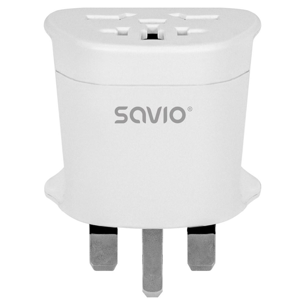 Savio AP-05 rejseadapter Type G - universal stik, 2.500 W, hvid