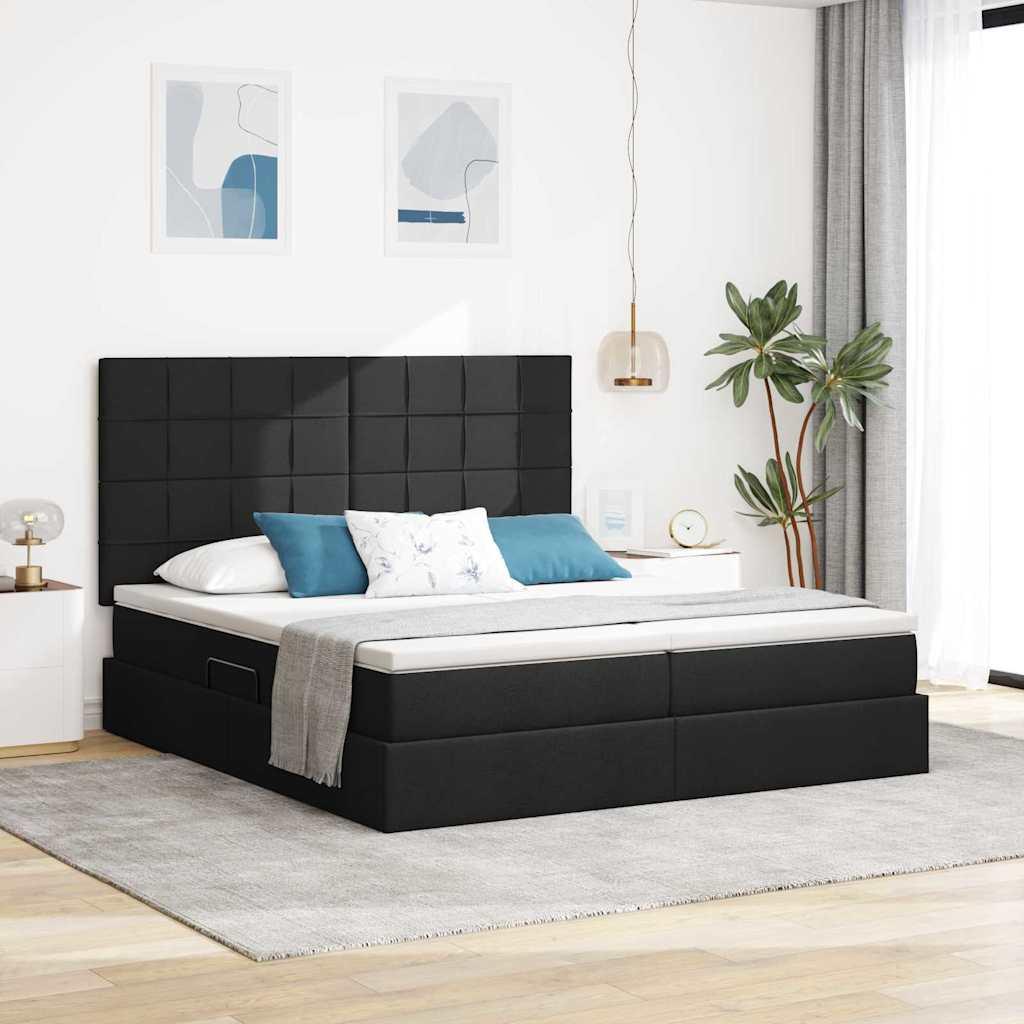 Opbevaringsseng med madras Sort 180 x 200 cm Faux læder