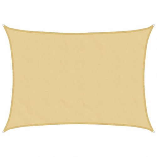 Solsejl 7 × 5 m - sandfarvet skyggesejl i polyester