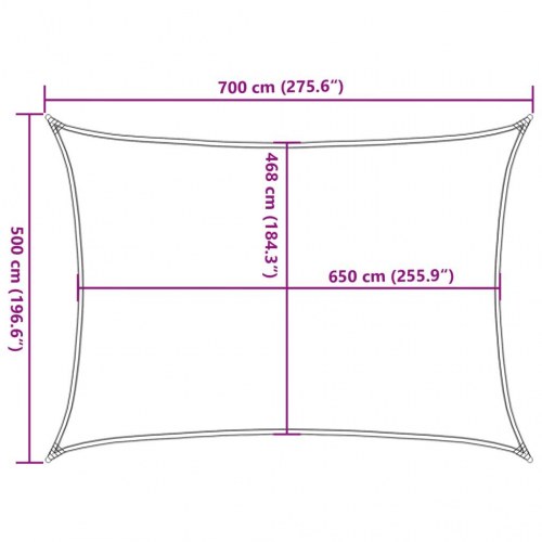 Solsejl 7 × 5 m - sandfarvet skyggesejl i polyester