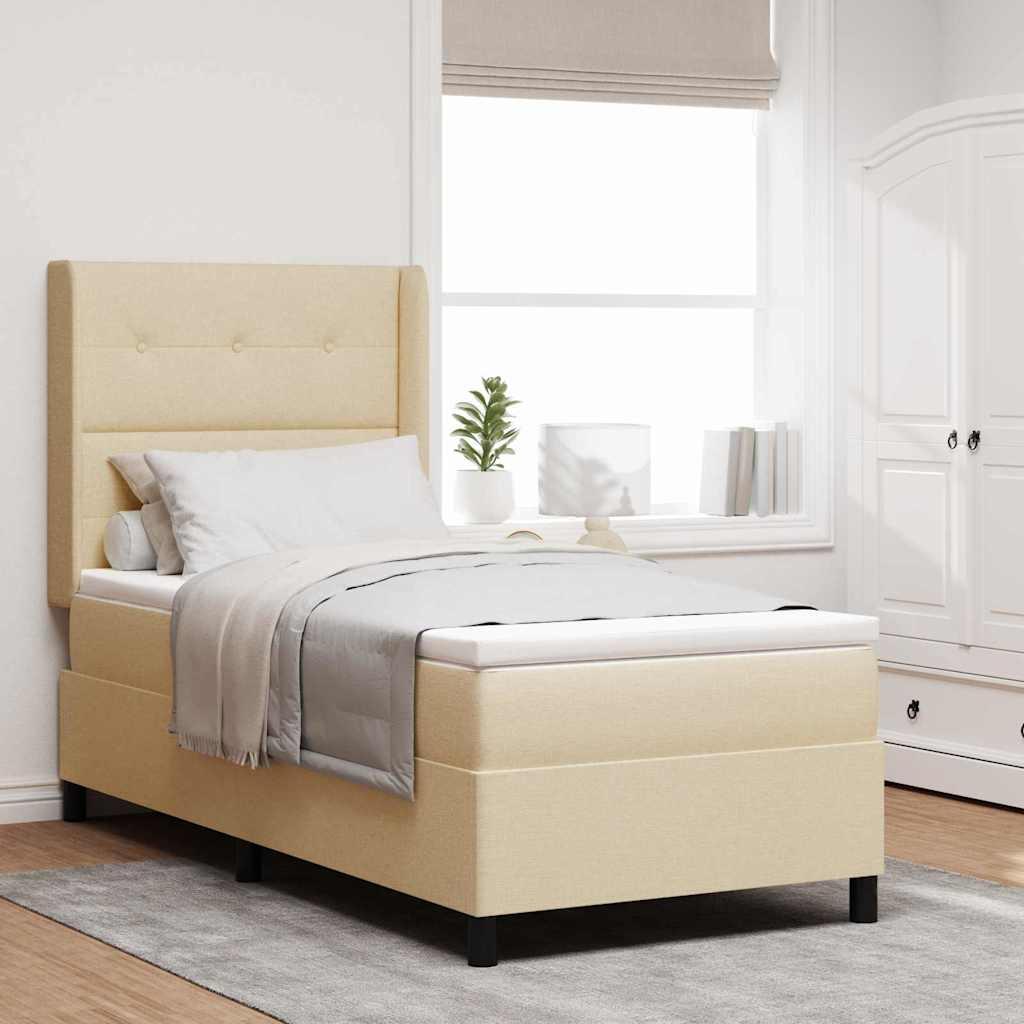 Box spring seng med madras Creme 200 x 80 cm Stof