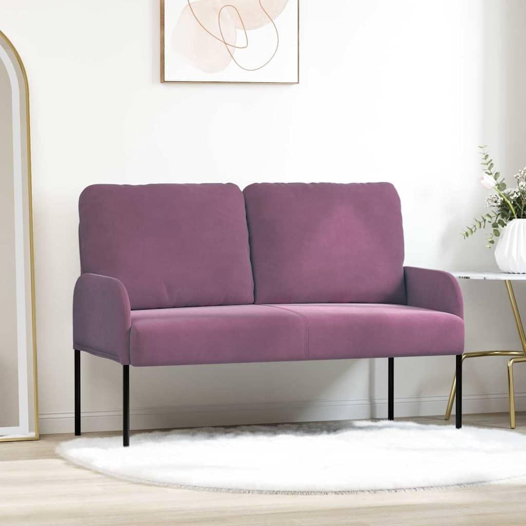 2-personers sofa med puder - 110 cm, lilla, krydsfinér og metalben