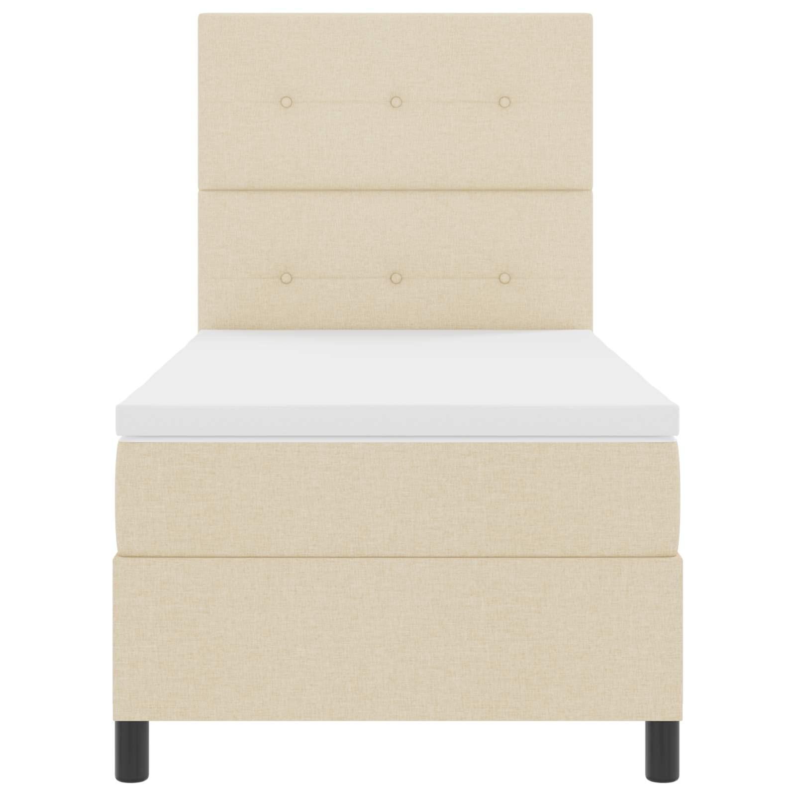Box Spring Seng Med Madras Lysegrå 80 X 200 Cm Stof - Creme / 80 x 200 cm / Knap tuftet