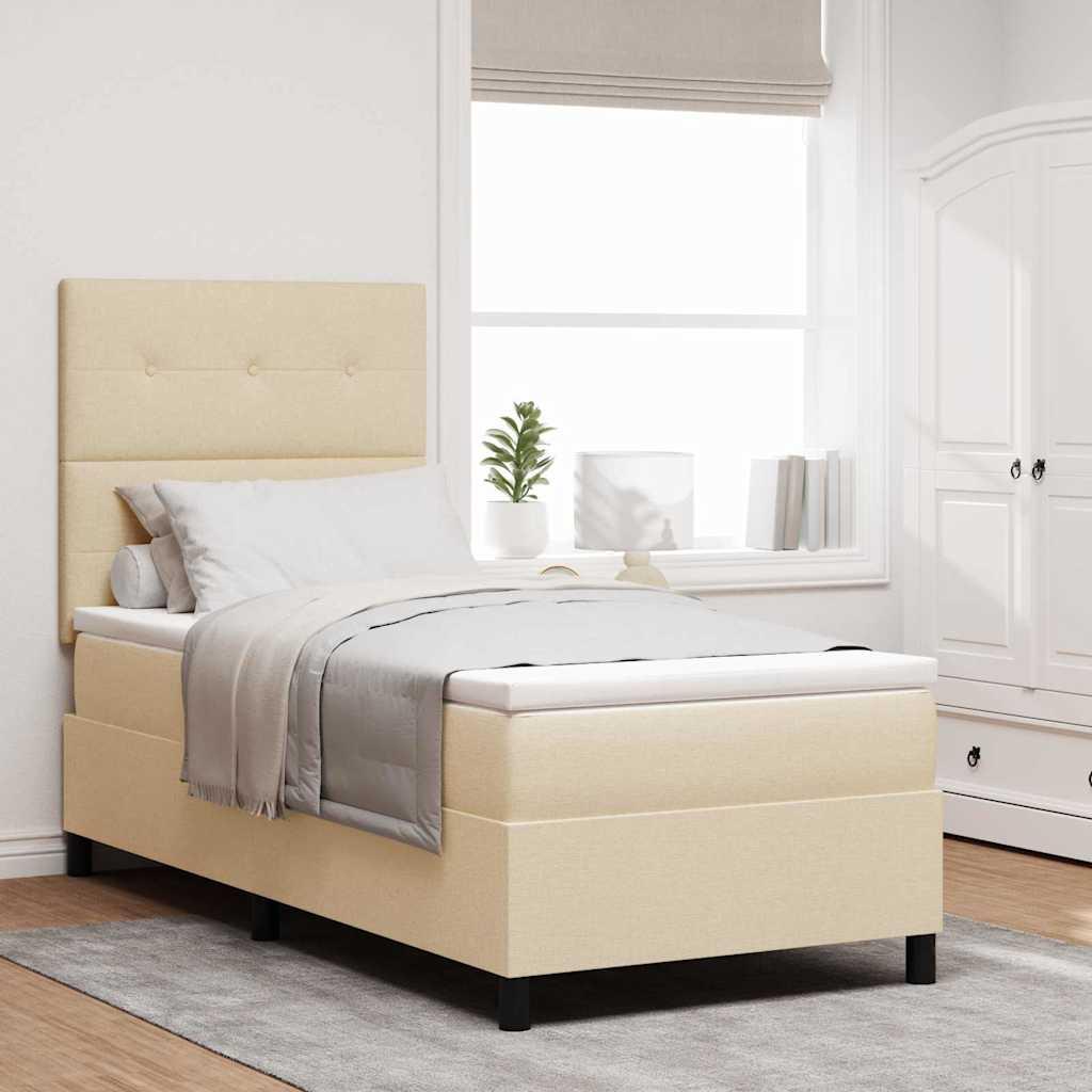 Kontinentalseng med madras Creme 80 x 200 cm Stof