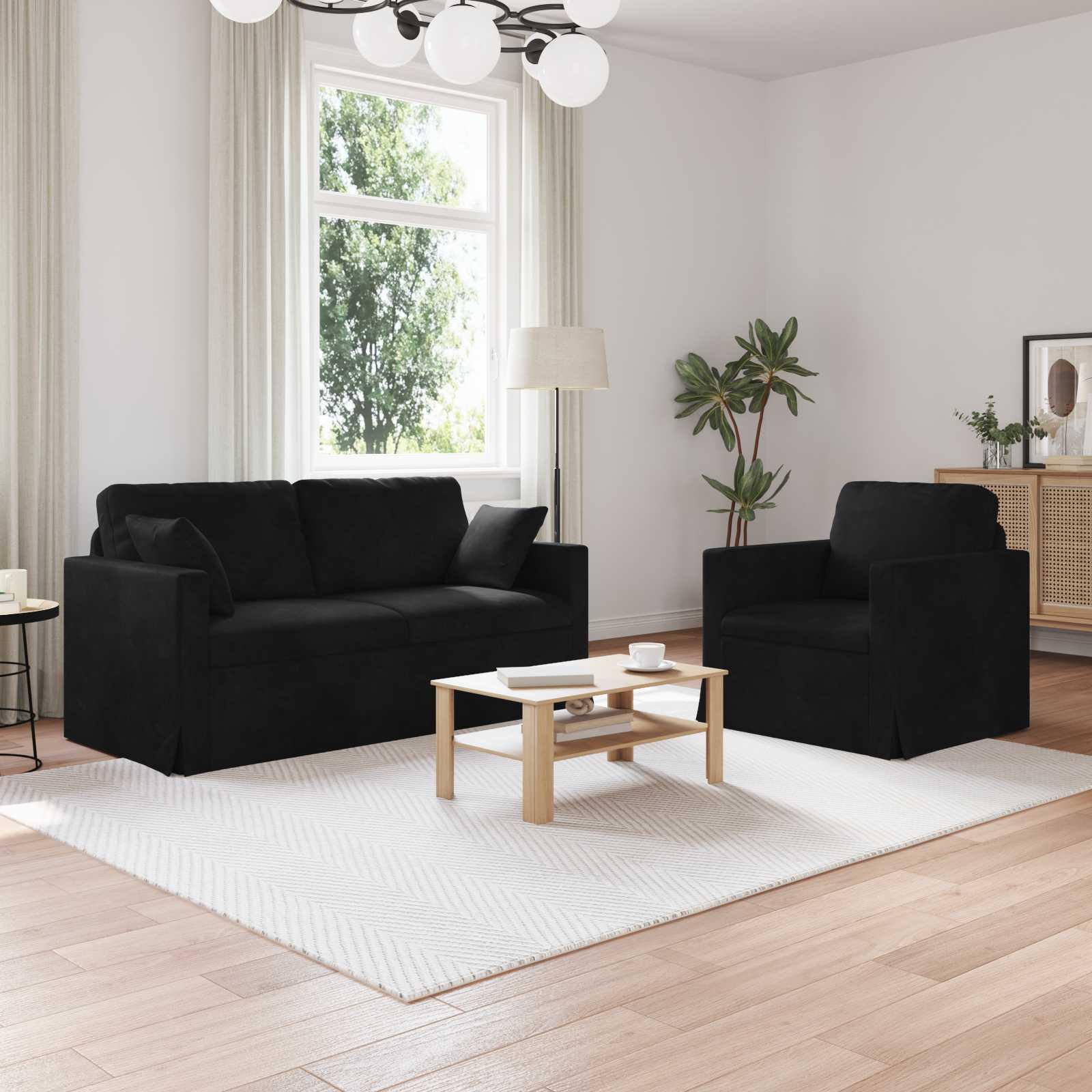 Sofa 2 stk Sort