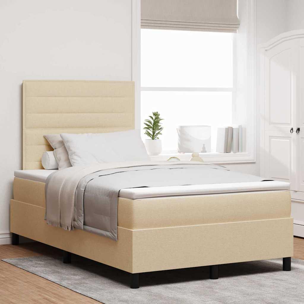 Kontinentalseng med madras Creme 120 x 190 cm Stof
