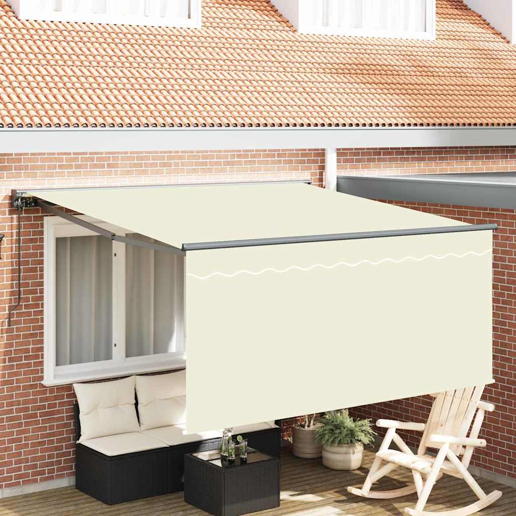 Utrækkelig Markise Creme 350 x 250 cm Polyester og Aluminium