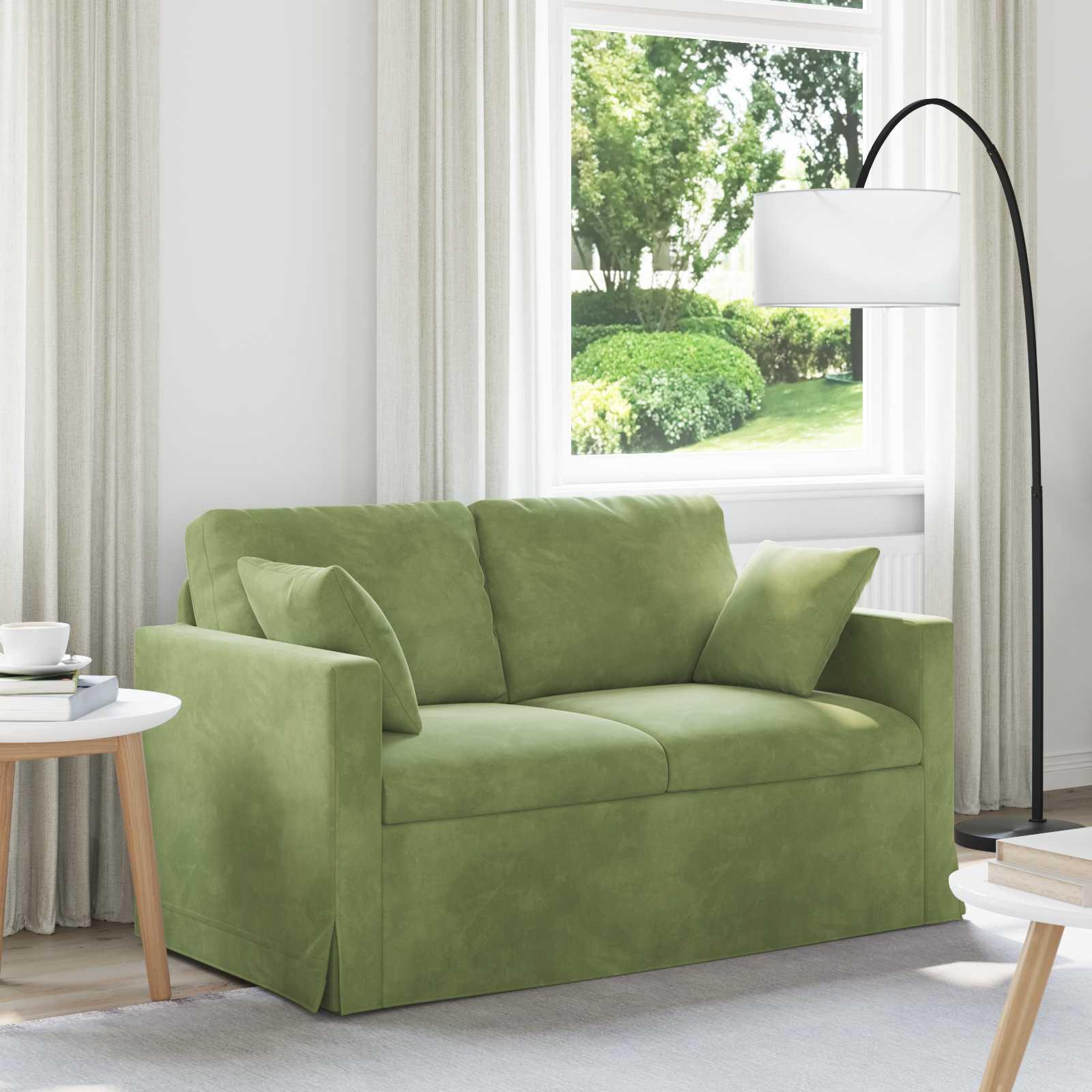 Sofa i fløjl - lys grøn, 138 × 78 × 80 cm