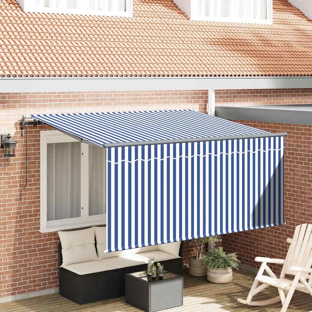 Utrækkelig Markise Blå og Hvid 300 x 200 cm