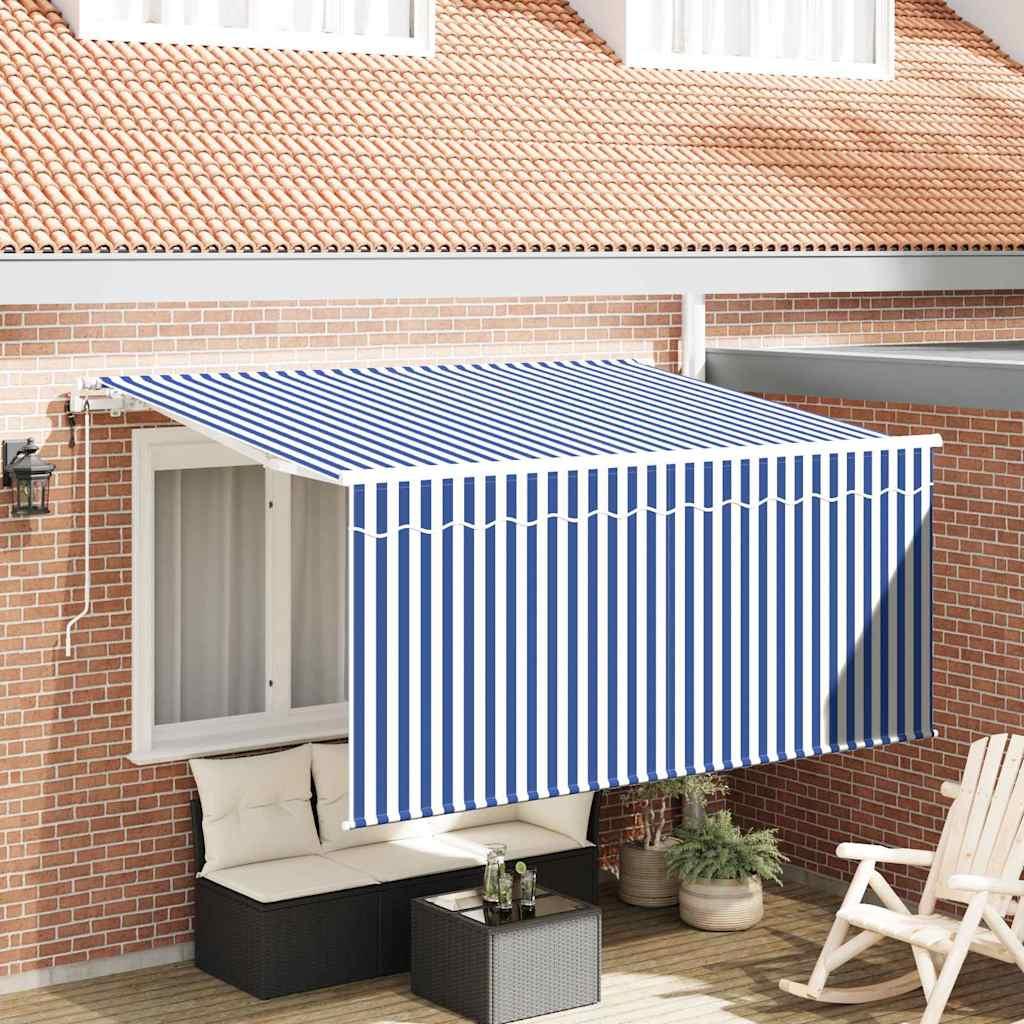 Utrækkelig Markise Blå og Hvid 300 x 200 cm