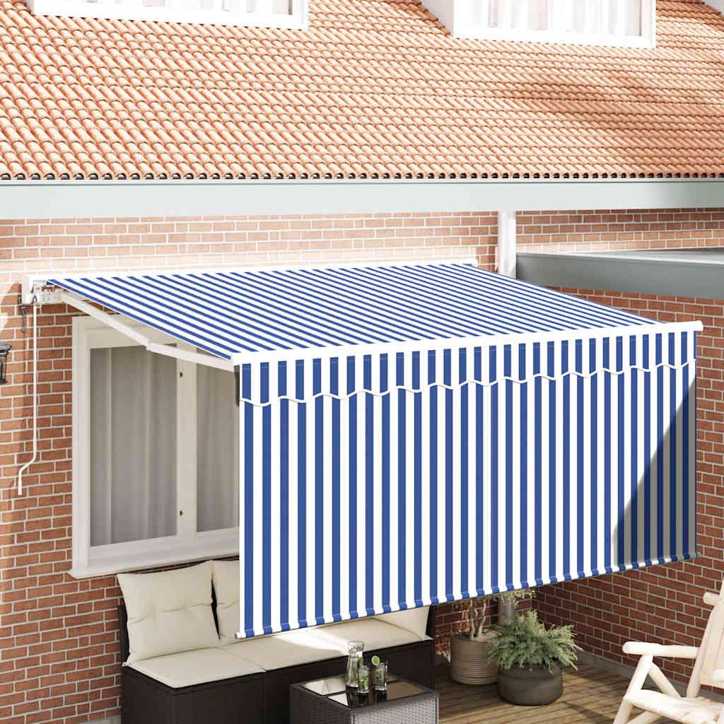 Utrækkelig Markise Blå og Hvid 300 x 200 cm