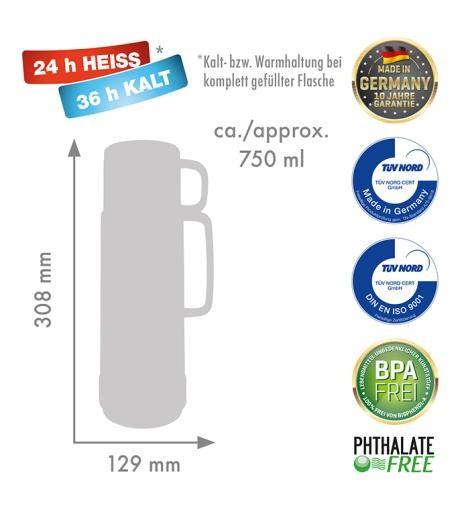 ROTPUNKT glas-termoflaske 0,75 l blank kirsebær/lilla
