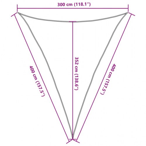 Solsejl i HDPE 160 g/m² - trekant 3×4×4 m, hvid