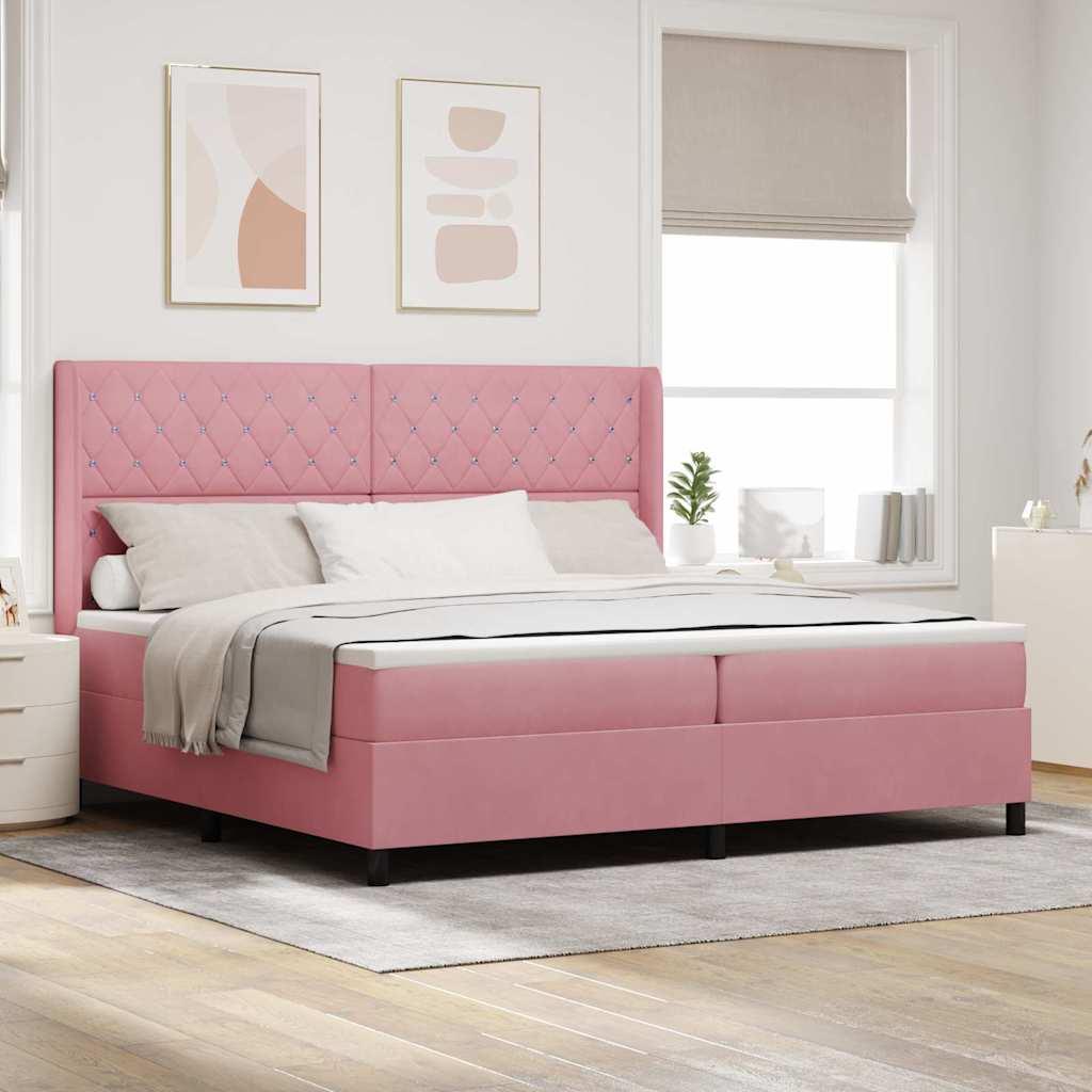 vidaXL Box spring seng med madras Lyserød 200 x 200 cm Fløjl