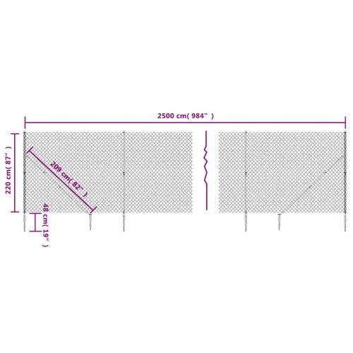 Trådhegn med jordspyd 2,2 × 25 m - grøn, galvaniseret stål med PVC