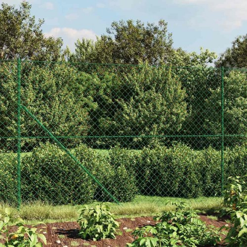 Trådhegn med jordspyd 2 × 25 m - grøn, galvaniseret stål med PVC