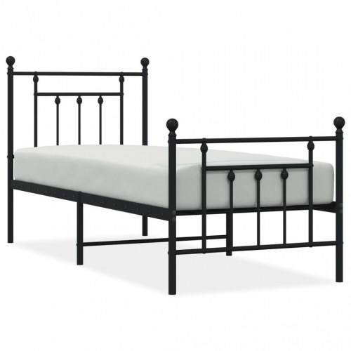 Sengeramme med gavl og fodgærde 75×190 cm - metal, sort