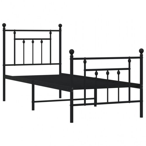 Sengeramme med gavl og fodgærde 75×190 cm - metal, sort