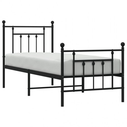 Sengeramme med gavl og fodgærde 75×190 cm - metal, sort