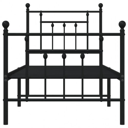 Sengeramme med gavl og fodgærde 75×190 cm - metal, sort