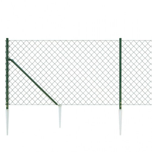 Trådhegn med jordspyd 1,1 × 25 m - grøn PVC-belagt stål