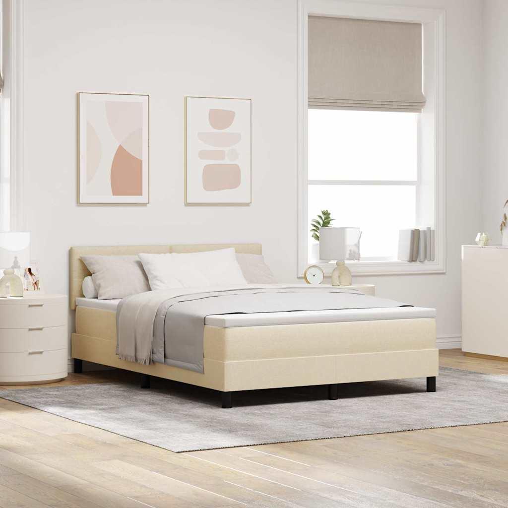 Kontinentalseng med madras med LED Creme 140 x 200 cm Stof
