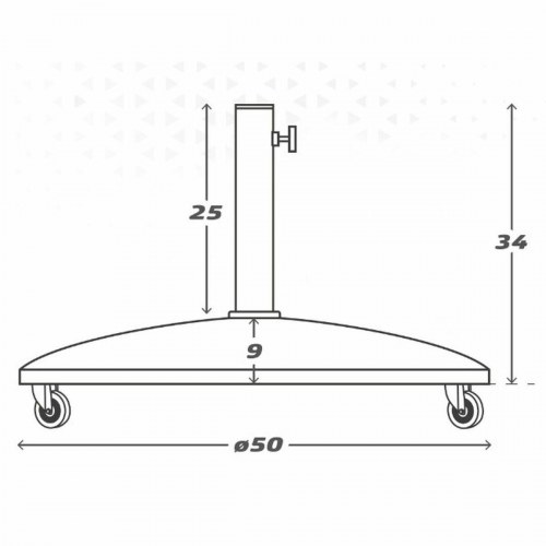 Aktive parasolfod med hjul - sort 25 kg, Ø 50 cm