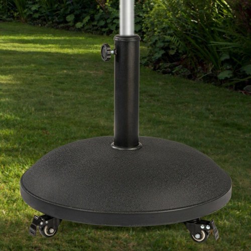 Aktive parasolfod med hjul - sort 25 kg, Ø 50 cm