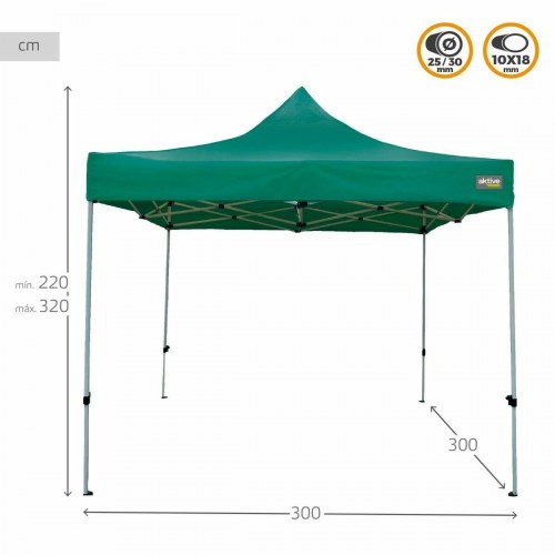 Aktive foldbar havepavillon 300 x 300 cm - grøn, højdejusterbar