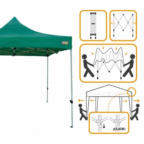 Aktive foldbar havepavillon 300 x 300 cm - grøn, højdejusterbar