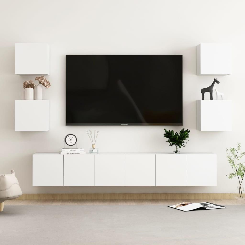 Tv Skabe 7 Dele Spånplade Hvid