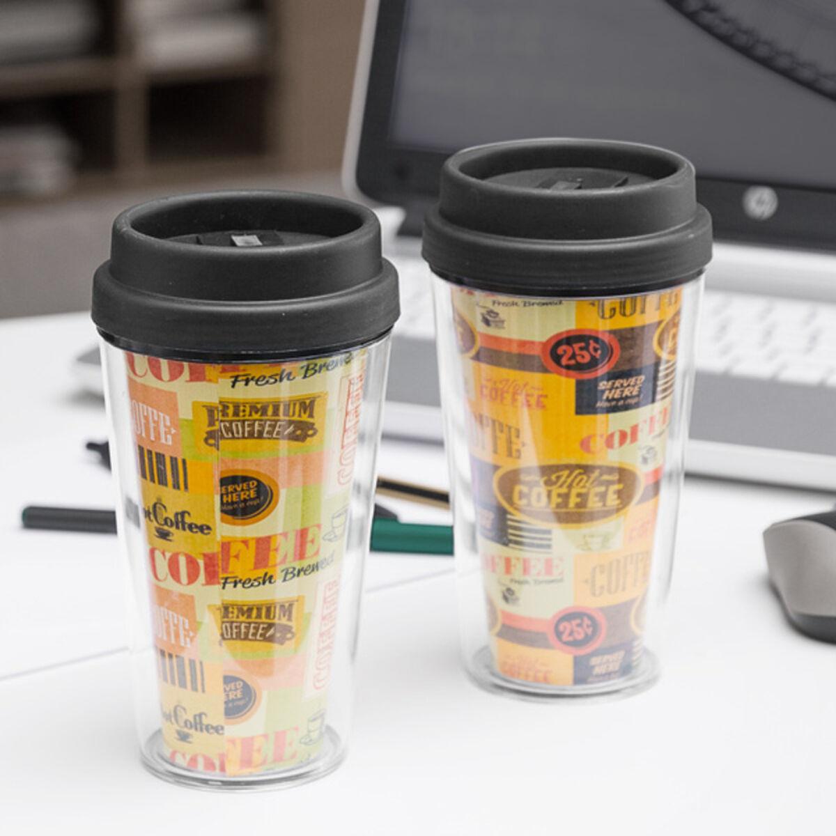 Kaffekop med låg - dobbelvægget to-go termokrus