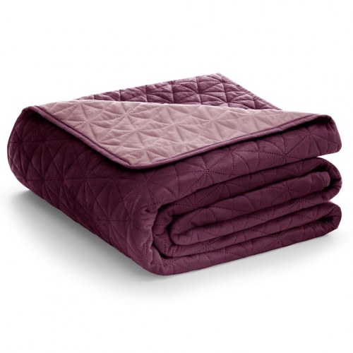 AmeliaHome Laila sengetæppe 200x220 - vinrød fløjl i glamour-stil